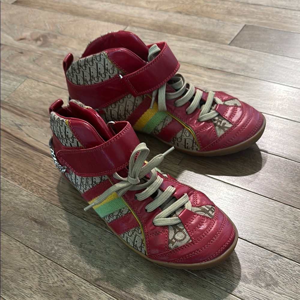 Dior Red and Green Sneakers with Sporty Design